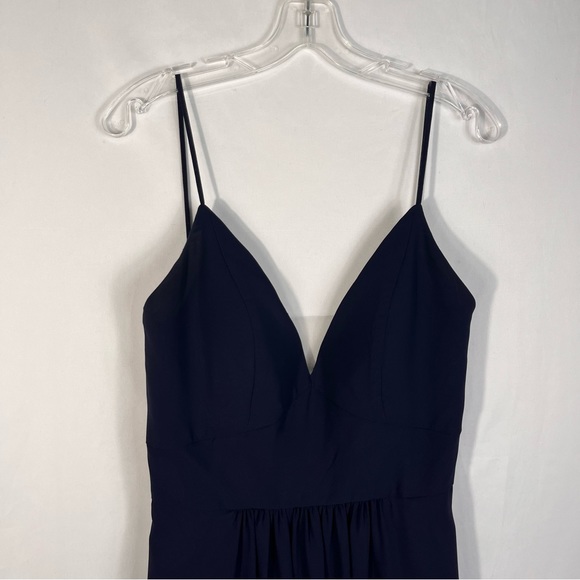 Mori Lee Madeline Gardner 21597 Blue Chiffon Open Back Plunge Neckline Dress 8 - Picture 4 of 12